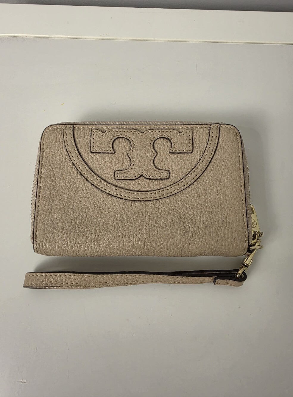 Tory Burch Miller Pebbled Leather Zip Around Wristlet Wallet